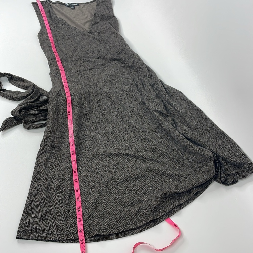 Toad & Co Cue Sleeveless Wrap Dress Size Medium Brown Buffalo Herringbone Print - Picture 12 of 12